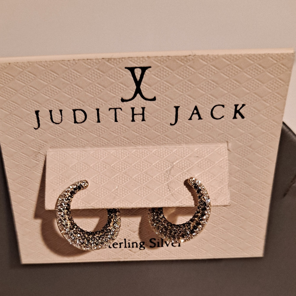 Judith Jack Swarovski crystal sterling hoop earrings
